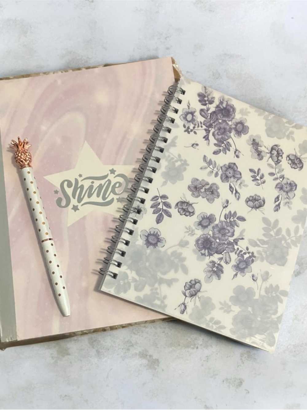 Floral Spiral Notebook in Lavender & Cream - Elegant Home Office Journal